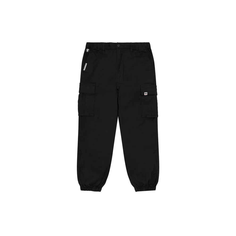 AAPE-NOW-Moonface-Logo-Cargo-Pants-‘Black’-1