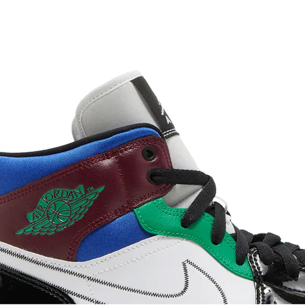Air-Jordan-1-Mid-W-SE-‘Black-White-Multi-Color’-side-close-up