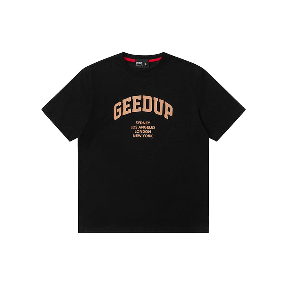 Geedup-x-Arrdee-Cities-T-Shirt-‘Black-/-Peach’-1