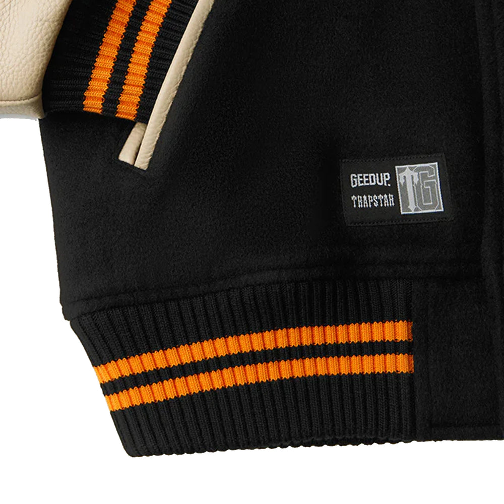 Geedup-x-Trapstar-Letterman-Jacket-Black-Cream-Orange-(2025)-4
