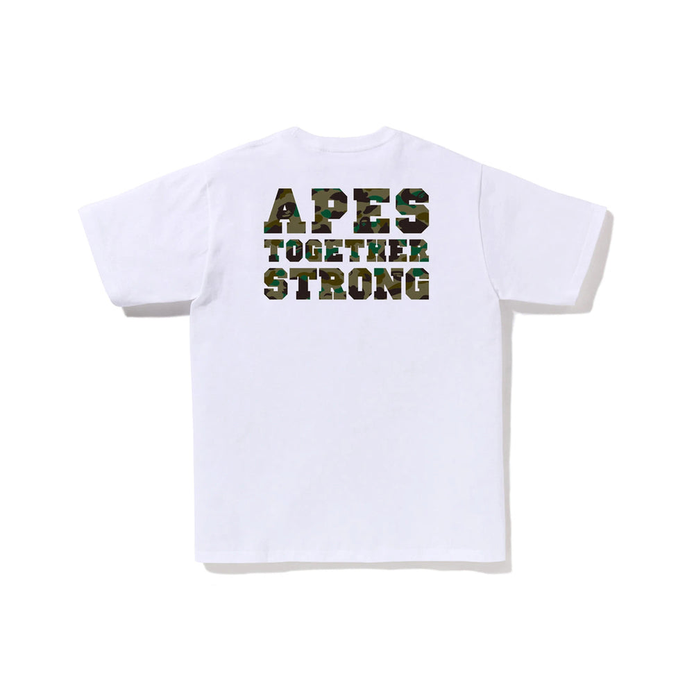 bape-1st Camo College Ats Tee - White-(Green)-2