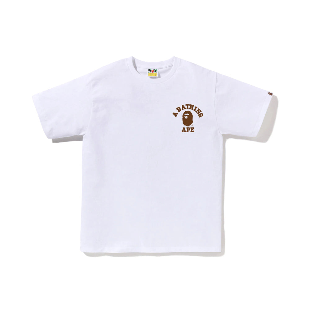 bape-1st Camo College Ats Tee - White-(Orange)-1