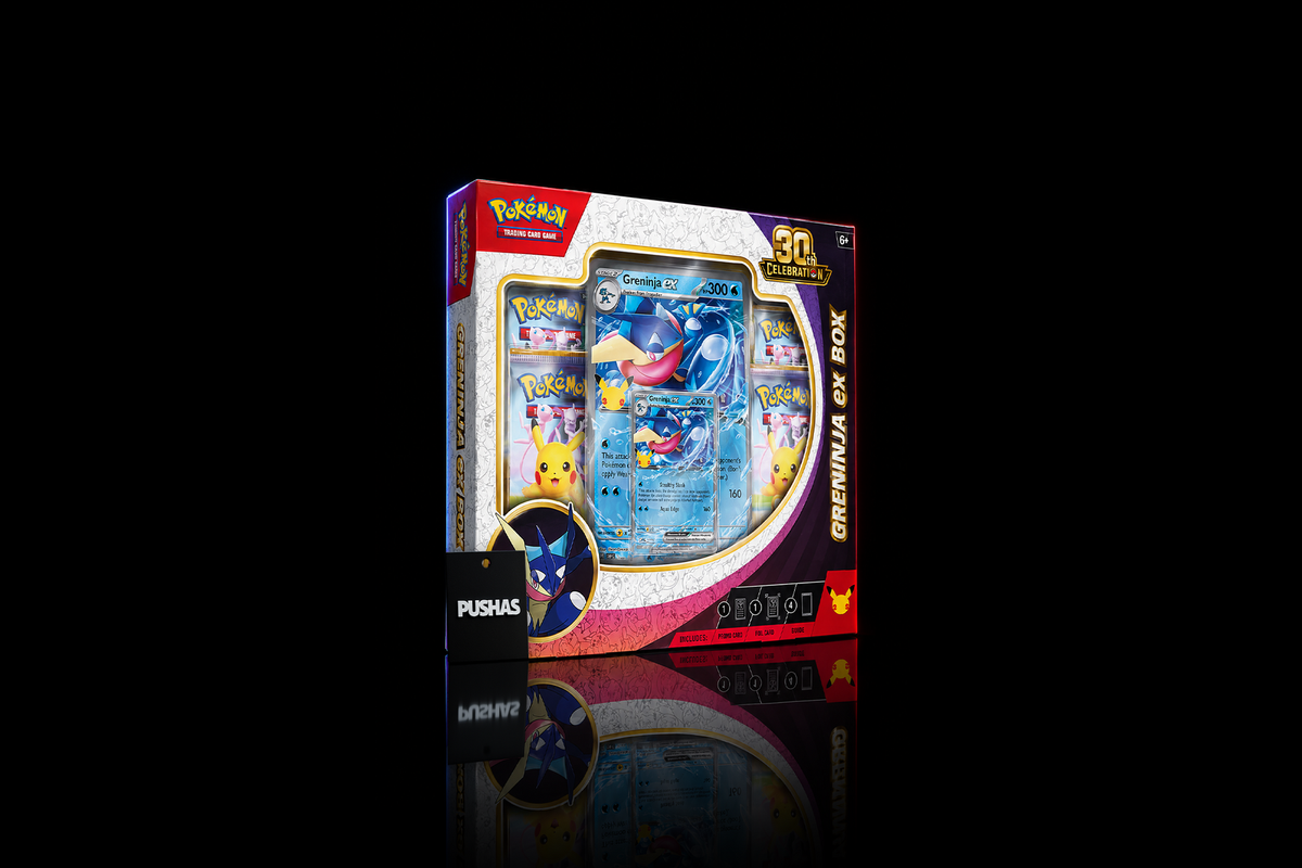 Pokémon TCG 30th Celebration Greninja ex Box photographed by PUSHAS