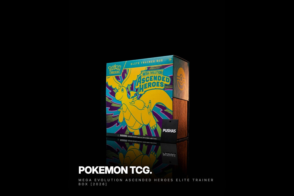 Pokémon TCG Mega Evolution Ascended Heroes Elite Trainer Box photographed by PUSHAS
