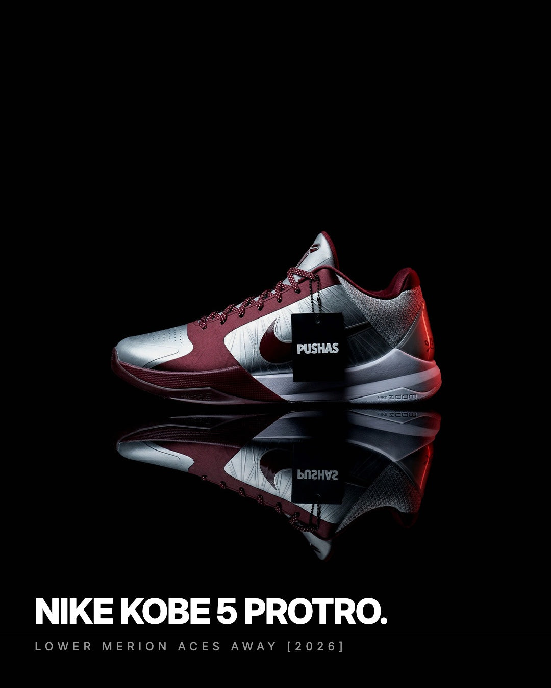 Nike Kobe 5 Protro Lower Merion Aces Away 2026 in Metallic Silver Team Red and White