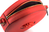Versace Calf Leather Round Disc Shoulder Bag 'Red'